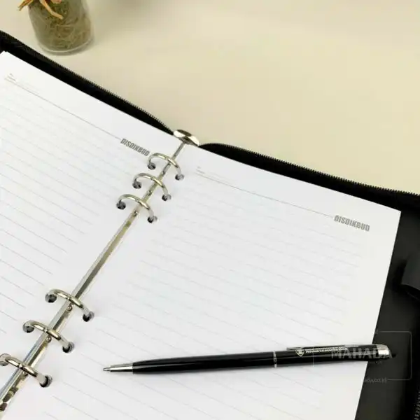 Buku Agenda Berbahan Kulit Dengan Resleting Desain Logo Custom (6)