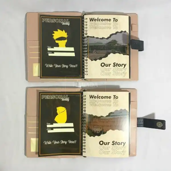 Buku Agenda Berbahan Kulit dan Denim Model Binder Dengan Pengunci Karet (3)