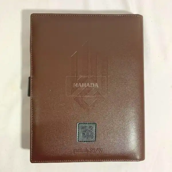 Buku Agenda Berbahan Kulit dan Denim Model Binder Dengan Pengunci Karet (4)