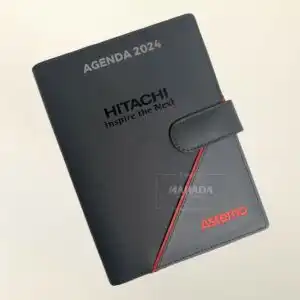 Buku Agenda Dengan Cover Berbahan Kulit Dan Cover Buku Softcover Desain Custom Logo Perusahaan (1)