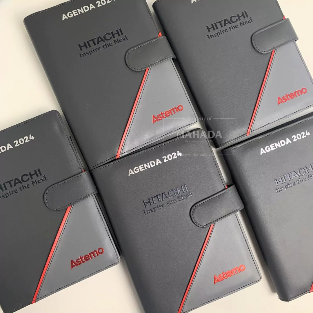 Buku Agenda Dengan Cover Berbahan Kulit Dan Cover Buku Softcover Desain Custom Logo Perusahaan (3)