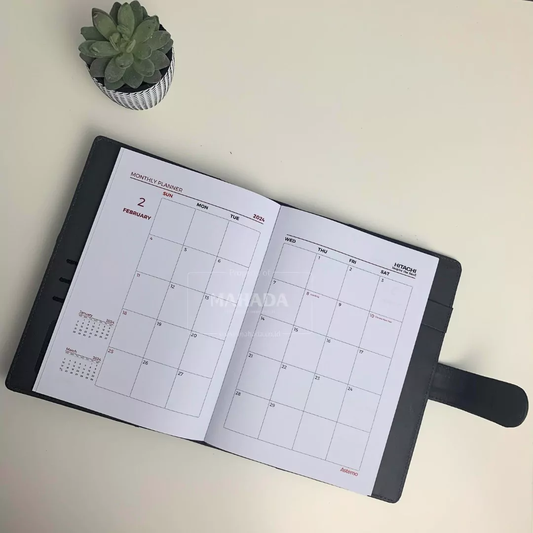 Buku Agenda Dengan Cover Berbahan Kulit Dan Cover Buku Softcover Desain Custom Logo Perusahaan (8)