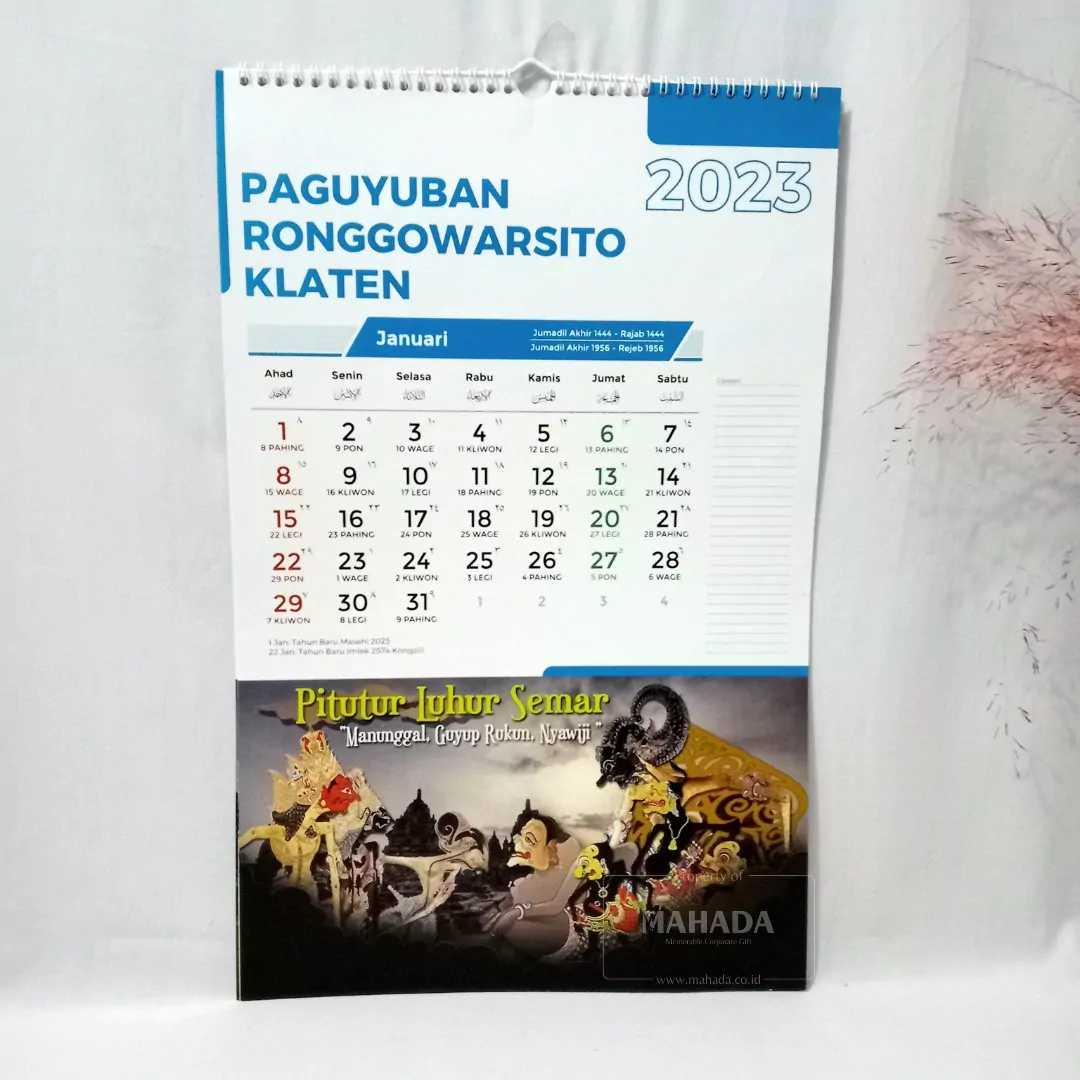 Kalender Dinding 1 Bulan Dengan Desain Custom dan Ring Kawat (5)