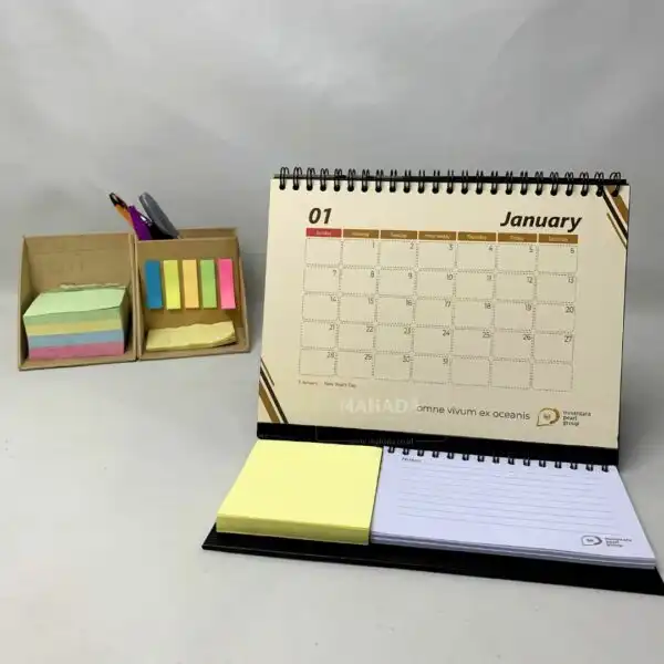 Kalender Meja Dengan Sticky Notes dan Tempat ATK Berisi 1 Bulan Dengan Desain Grafis Custom (9)