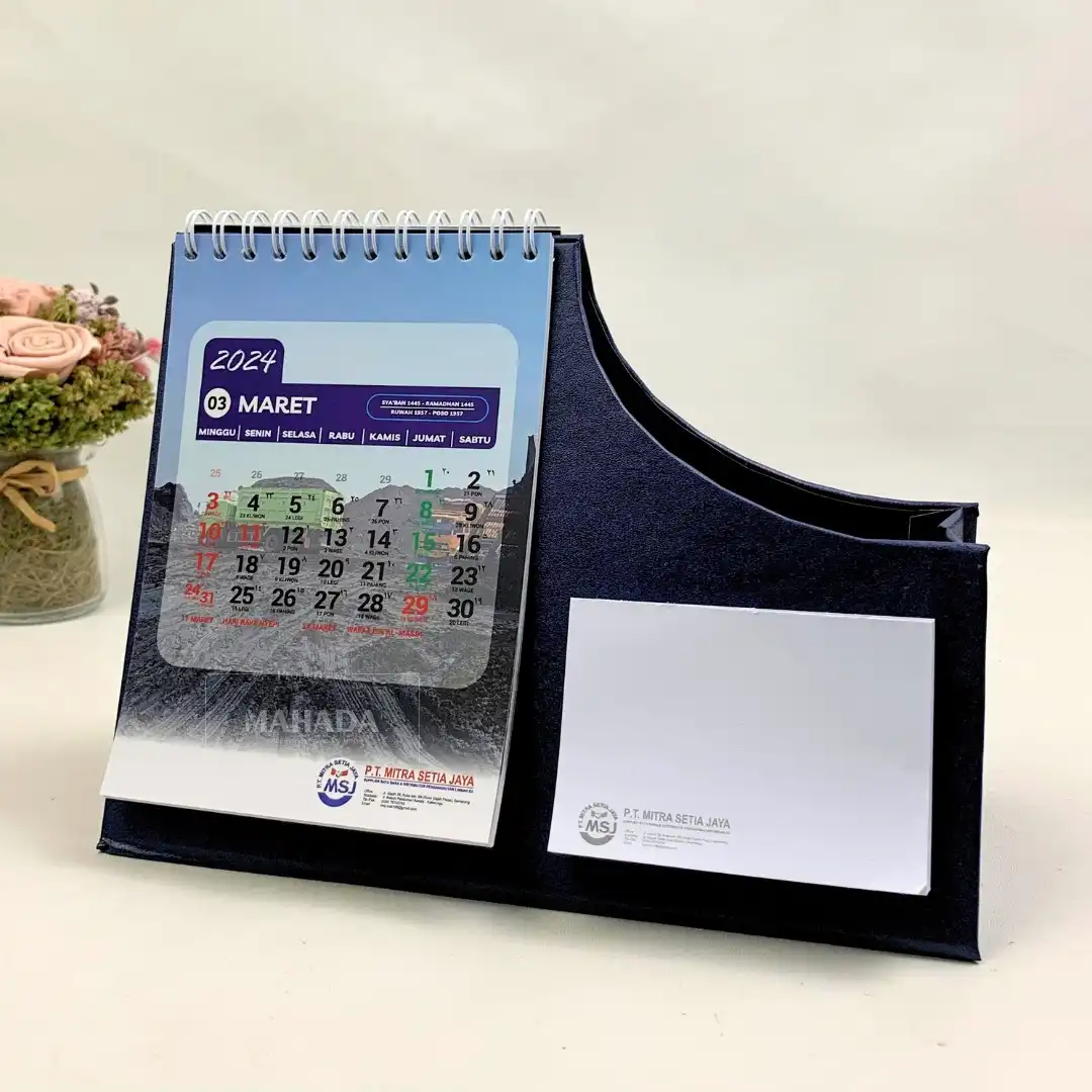 Kalender Meja Dengan Tempat ATK Khusus Dapat Ditambah Desain Grafis Custom (8)