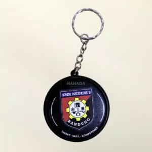 Gantungan Kunci Berbahan Plastik Dengan Print Logo Dua Sisi Berbentuk Bulat (1)
