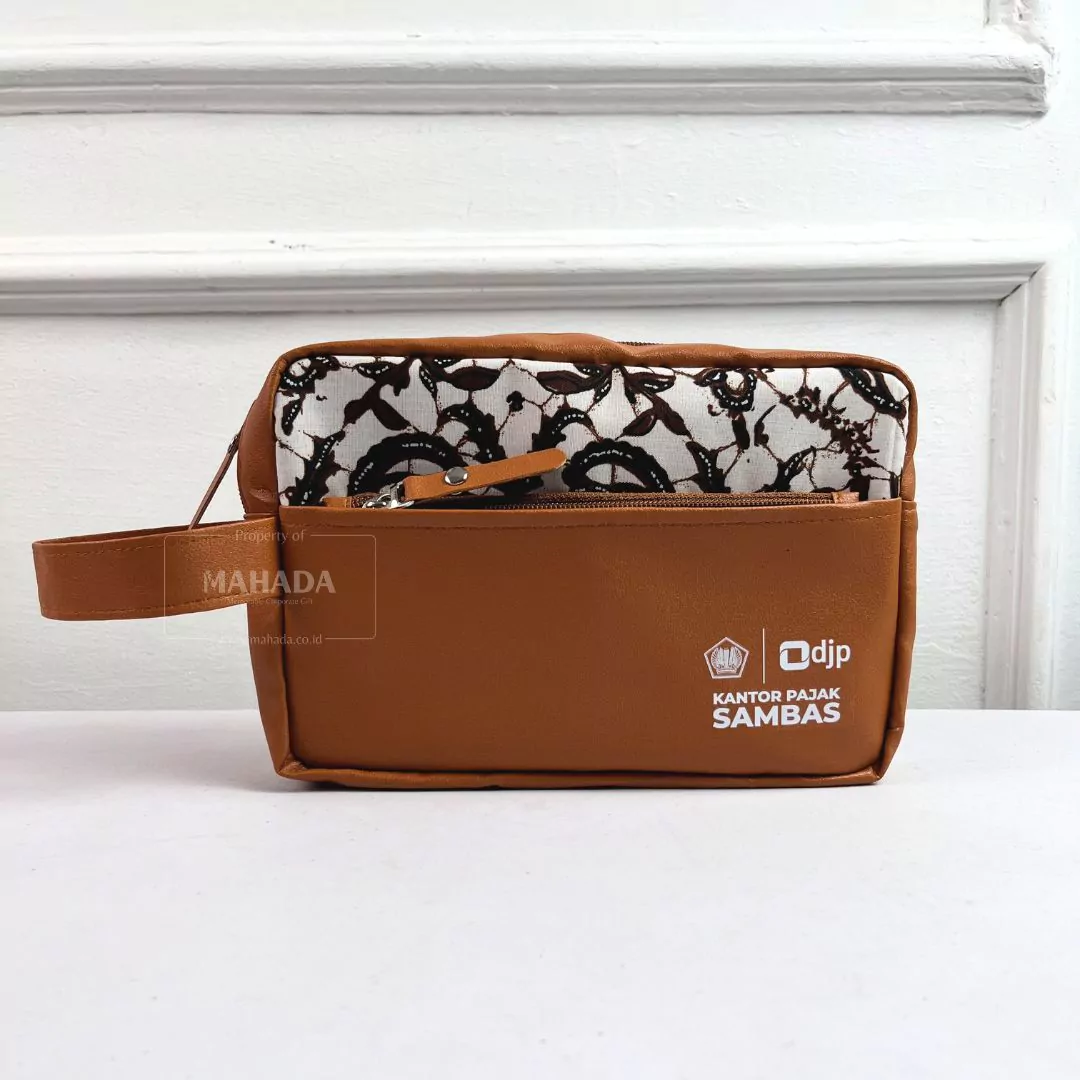 Tas Pouch Berbahan Batik dan Kulit Custom Logo Perusahaan (3)