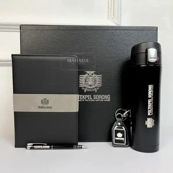 Gift Set 4 Item Berisi Buku Agenda Kulit, Pulpen, Gantungan Kunci dan Tumbler Stainless (3)
