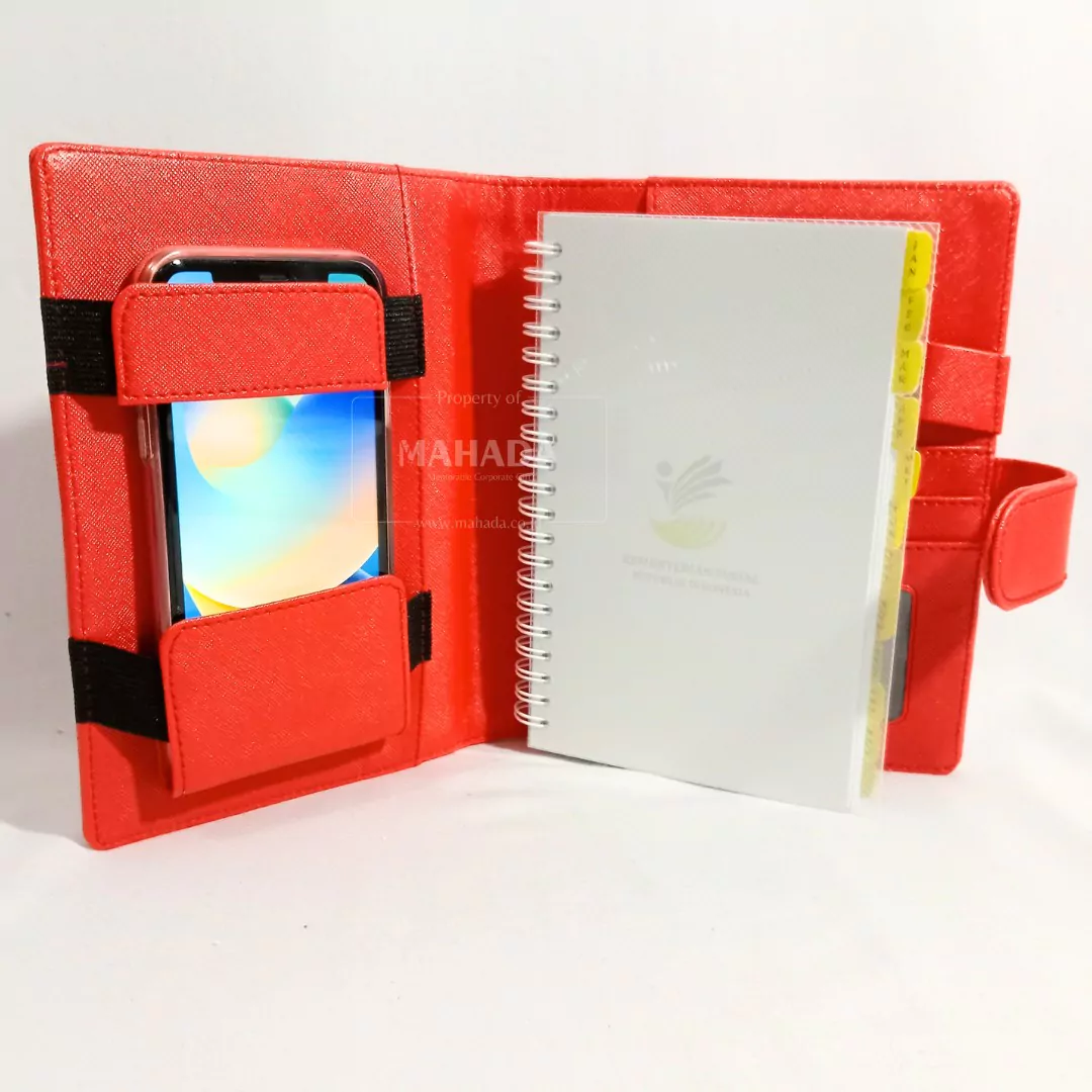 Buku Agenda Berbahan Kulit Multifungsi Dengan Holder Hp dan Pulpen (8)