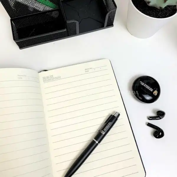 Gift Set 6 Item Custom Souvenir Pemerintahan Packaging Hardbox Dengan Buku Agenda, Pulpen, dan TWS Posisi Atas