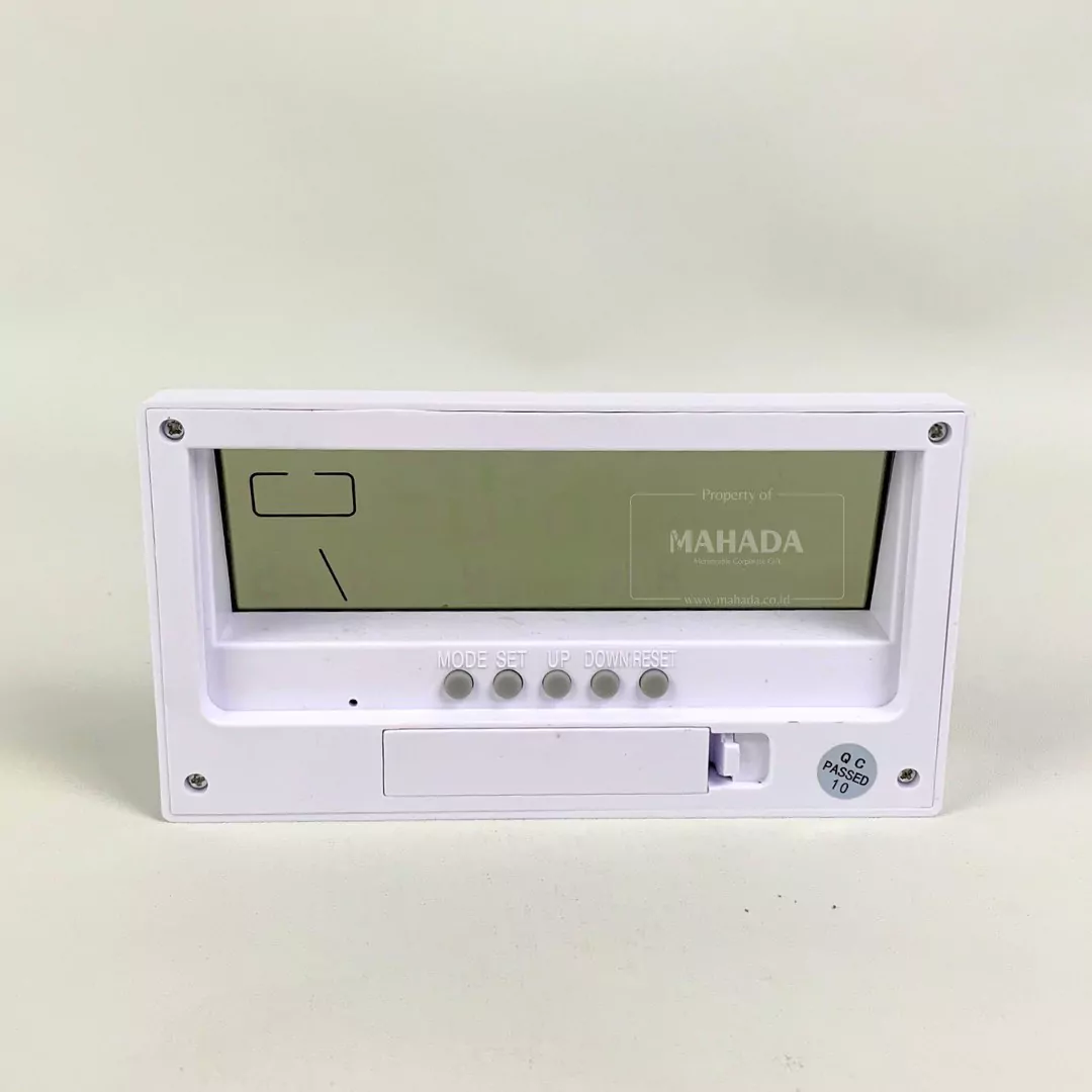Jam Meja Digital Dengan Bahan Plastik Berwarna Putih Custom Desain Logo (4)